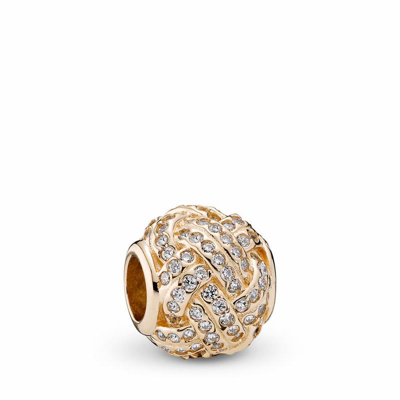 Pandora Sparkling Love Knot Charm - Yellow Gold 14 K/Cubic Zirconia - Canada | MK9153VL